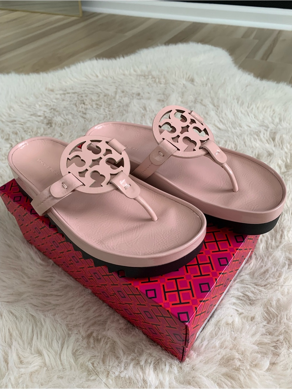 Tory Burch Blush Pink Miller Cloud Lug Sandals
